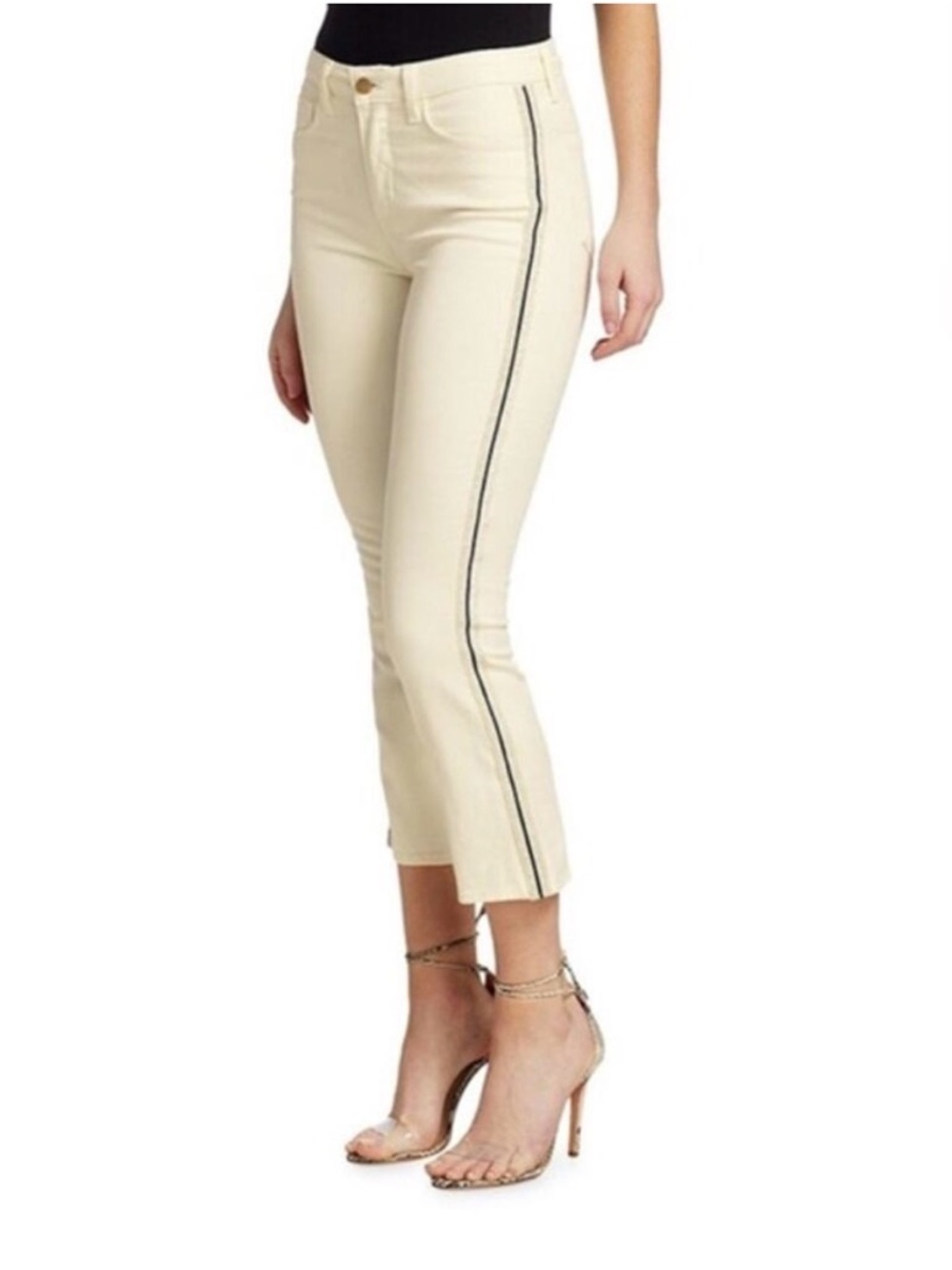 L’AGENCE White Cropped Jeans w/ Side Stripe NWT Size 27